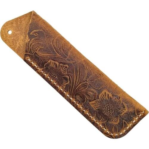 Handmade Leather Double Pen Case Holder for Ballpoint Pen Fountain Pen Sleeve Pen