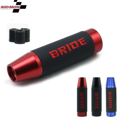 BRIDE Gear Shift Knob Aluminum Leather 13 CM JDM Universal Shifter Stick Racing Tuning Shifter Lever Head Black Red Blue