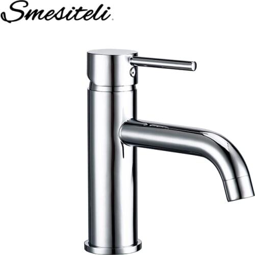 Smesiteli Bathroom Faucets Chrome Color Basin Mixer Tap Bathroom Faucet Hot and Cold Chrome Finish Brass Toilet Sink Water Cran