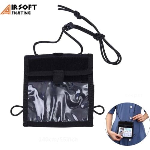 Tactical ID Card Holder Wallet Patch Badge Holder with Neck Lanyard Running Bags Organizer Military Purse Pocket Utility Pouch