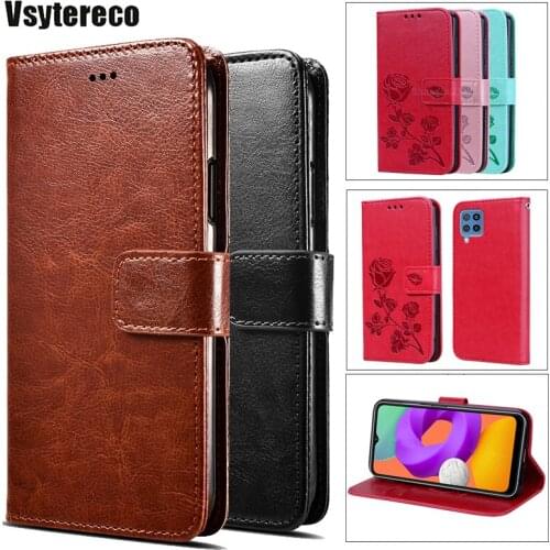 Vintage Leather Flip Case For Samsung Galaxy F02s F12 F22 F52 5G F62 Wallet Cover on Galaxi M02s M12 M32 M42 5G M62 Coque Fundas