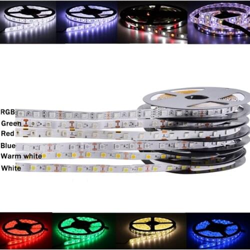 DC 12 V Volt Strip Led Light Tape 2835 RGB Waterproof 5 M 12V DC 60LEDs/M RGB Led Strip Tape Lamp Diode Flexible TV Backlight