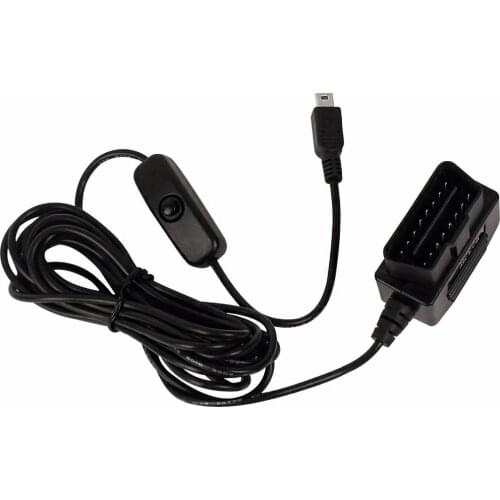 Output 5V 2A Mini USB Ports Car OBD Cigarette Adapter Lighter power box with 3.5 meters Cable switch line For DVR Charging