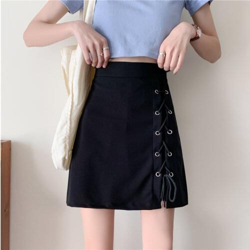 Skirt Large Size Fat Mm Cross Strap Irregular Skirt Female Summer New Spring and Autumn Bag Hip High Waist A-line Skirt