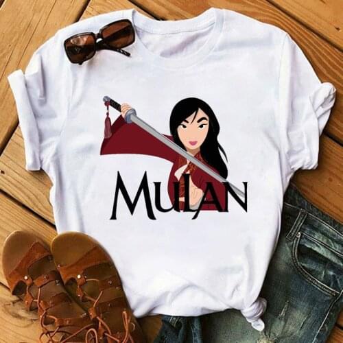 Ms summer new fashion mulan cartoon printing short sleeve shirt t-shirts leisure ins