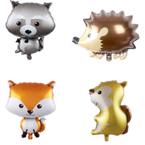 1Pcs Big Cartoon Animal Hedgehog Fox Raccoon Squirrel Balloons Forest Party Birthday Decoration Baby Shower Jungle Toys Globos