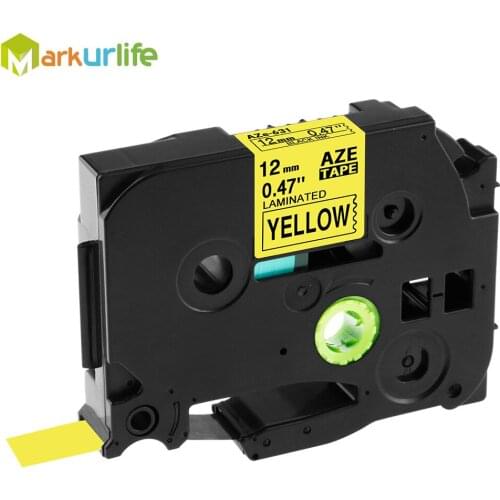 1 pcs/lot 12mm*8m Tze 631 Tze631 Black on Yellow Laminated Tape Compatible P touch 12mm tze-631 Label Tape Cartridge tz631