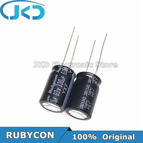 10pcs RUBYCON 330UF 63V 12.5*20mm 330UF63V 63V330UF 12.5x20mm Aluminum Electrolytic Capacitor 100% Original