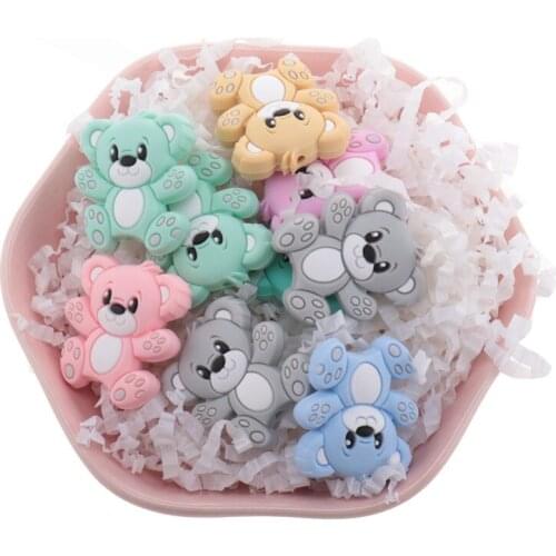 10pcs Silicone Doll Bear Teether Beads Teething Nacklace Pacifier Pendant Accessories Newborn Babies Newborn Gifts Mordedores