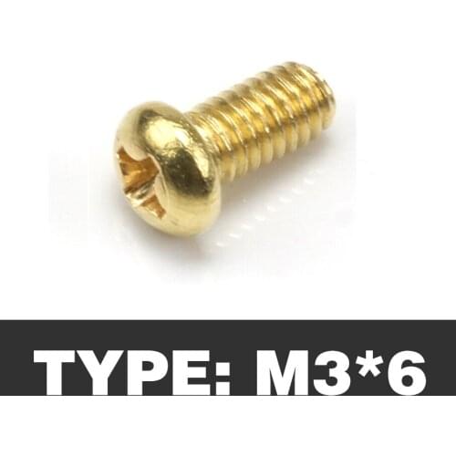 100pcs M3*6 Brass Round Pan Head Phillips Screws Machine Screws Bolt