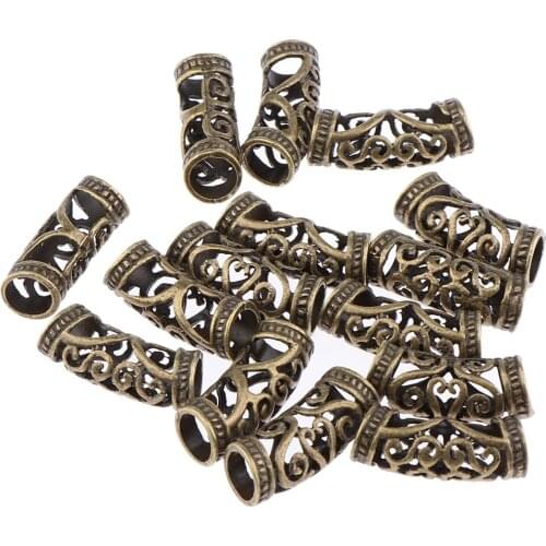 15 Pieces Hair Tube Beads Dreadlocks Beads Hair Braiding Jewelry Hair Decoration Accessories DIY Tibetan 2 Styles