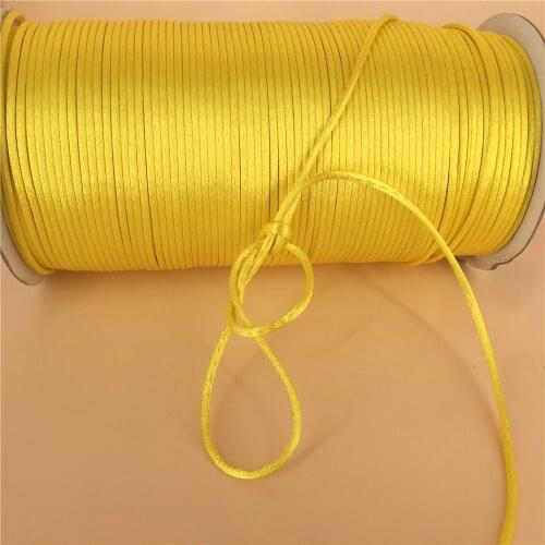 2mm X 20meters Colour Yellow Chinese Knot Rattail Satin Cord for Braided String Jewelry Findings Beading Rope #R543