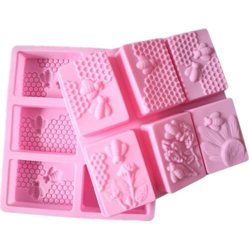 203F 3D Rectangle Bee Silicone Soap Mold DIY Clay Candle Making DIY Cake Chocolate Decorating Baking Mould Tool