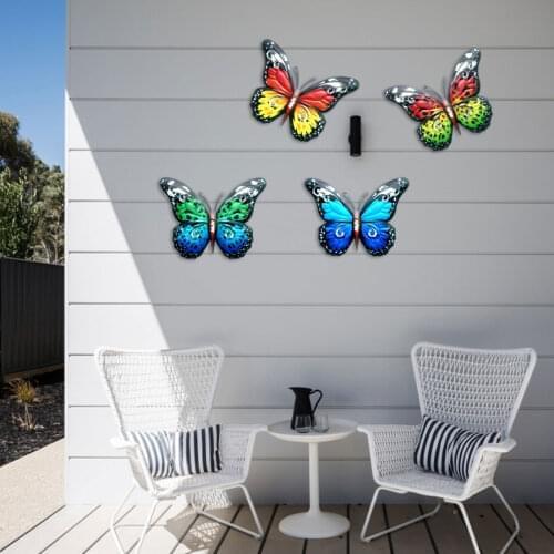 4PCS Metal 3d Butterfly Wall Decor Hanging Sculpture Wall Window Hangings Ornaments Art Garden Wedding Wall Decoration Valentine