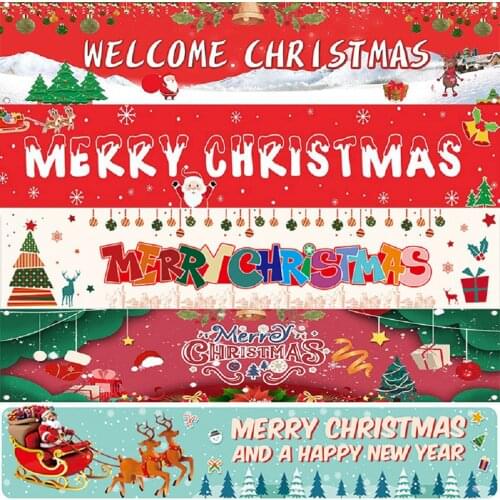 5 Styles Newest Arrival Christmas Banner Rectangle Shape Party Background Hanging Decoration for Outdoor / Indoor