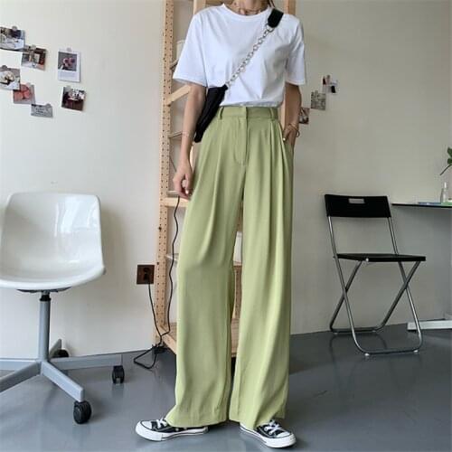 High Waist Wide Leg Pants Women Streetwear Suit Pants Loose Full-Length Large Size Straight Trousers
