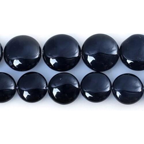 8-30mm Button Coin Smooth Black Agates Beads Natural Stone Beads For Jewelry Making beads 15inch Needlework DIY Beads Trinket