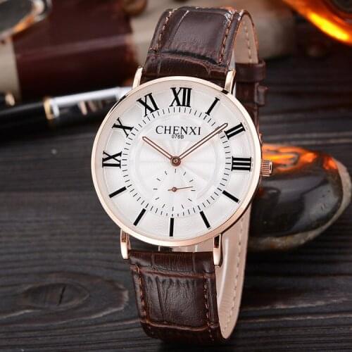 Fashion Chenxi Brand Watches Male Casual Quartz Watch Classic Luxury Genuine Leather Strap Men Wristwatch Relogio Masculino 076b