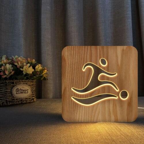 Sports kick modeling wooden 3D nightlight European minimalist bedroom bedside lamp bed room decoration