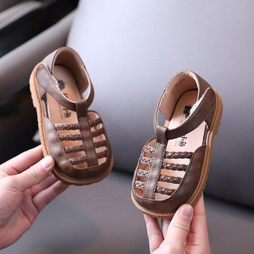Kids Sandals Beach Shoes 2021 Summer Baby Children Casual Shoes Hollow Little Girls Princess Leather Shoes Toddler Boys Sneakers