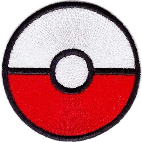 Designs RED AND WHITE BALL PATCH 100% EMBROIDERED NEW Funny Cartoon Game Clothing Shirt Applique Iron ON
