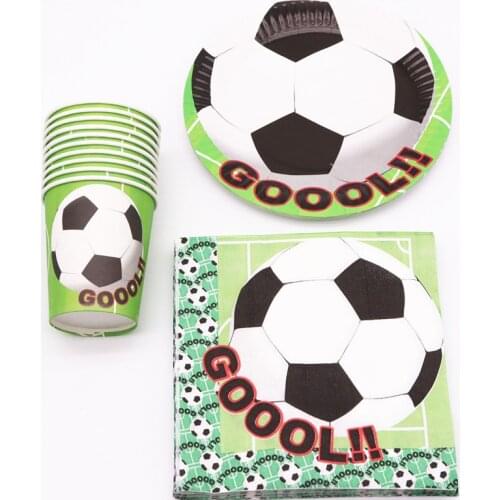 40Pcs Football cartoon Party Decoration Plates Cups Napkins Cover Baby Shower Birthday Decors Kids Party Supplies