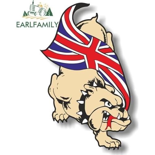 EARLFAMILY 13cm x 8.1cm Vinyl Sticker Decal British Bulldog with Union Jack Flag Funny Car Stickers Waterproof Decorative Decal