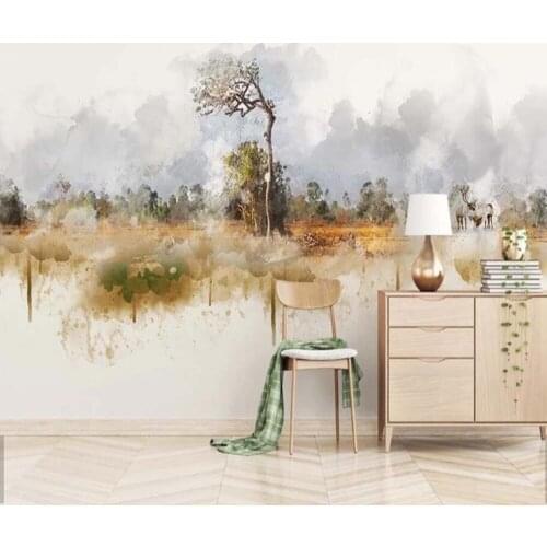European Modern 3D Abstract Tree ELK Animal Printed Photo Wallpapers Mural for TV Background Home Wall Decor Murals Customize