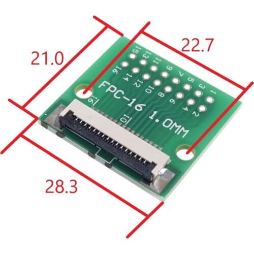 2pcs Flexible Flat Cable FFC FPC Connector Adapter 16 Pin 1.0 mm to 2.54 mm pitch 16 P 2x8 Pin through holes DIP PCB Converter