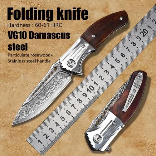 Pocket Survival Self Defense Weapons Camping Hunting Folding Knife Tactical Military VG10 Damascus Knives