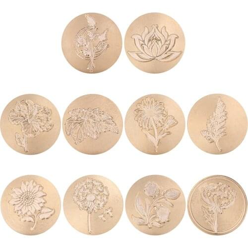 Creative Fire Paint Stamps Sealing Wax Vintage Round Flower Copper Head for Wedding Invitation Card Signature Kids Toy