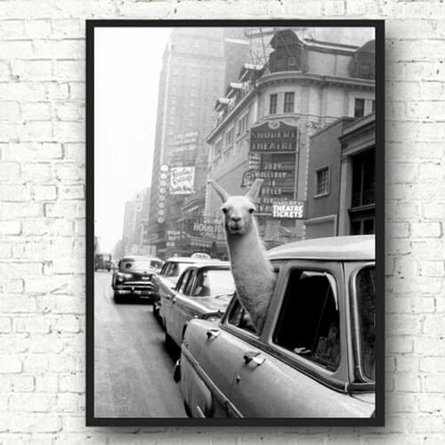 Llama in a New York City taxi Wall Art Canvas Painting Nordic Posters And Prints Animal Wall Pictures For Living Room Home Decor