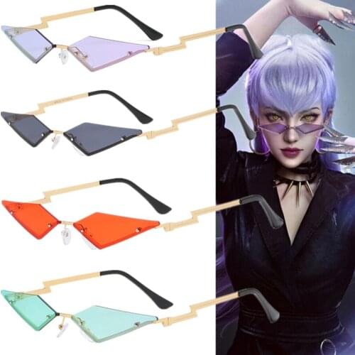 LOL KDA The Baddest Evelynn Game Glasses Cosplay Props Fashion New Cool Sunglasses Metal Glasses Halloween Party Accessories