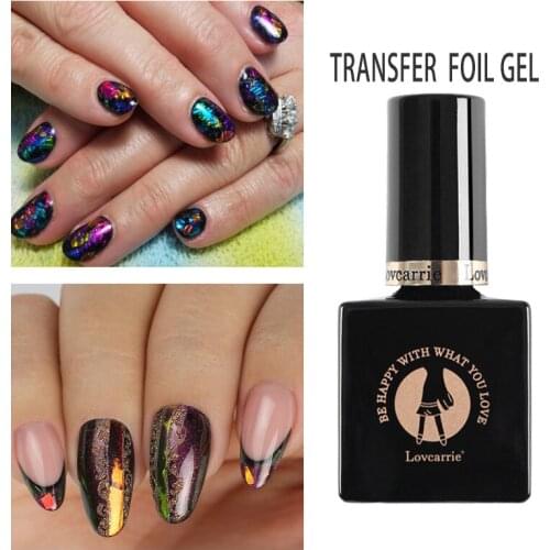 LOVCARRIE UV Nail Gel Glue Foil LED Transfer Starry Clear Glue Liquid Manicure for DIY Nail Art Foils Stickers