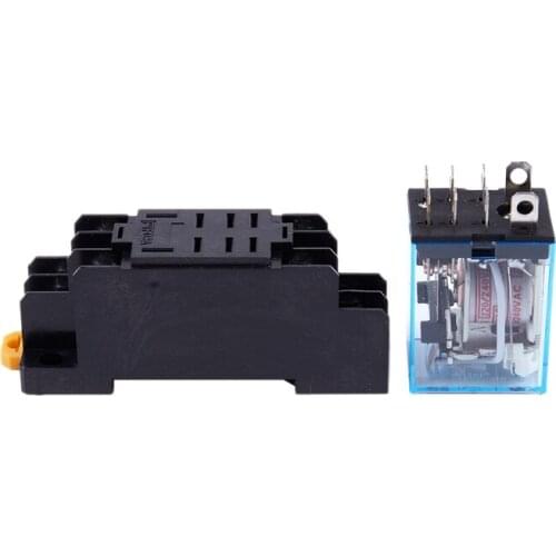 LY2NJ HH62P-L JQX-13F 220V AC Coil DPDT Power Relay 8 Pin w PTF08A Socket