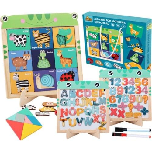 Magnetic Letters and Foam Magnets for Toddlers Alphabet Magnets for Fridge 3D cartoon Animal Jigsaw Puzzle Drawing Board toy set
