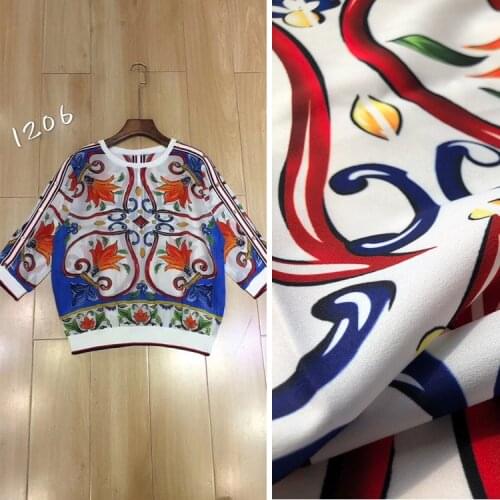 Fashion week printed fabric meter 145 cm wide shirt dress polyester fabric brand printed fabric wholesale cloth