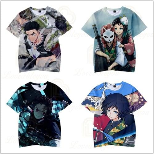 2020 New Product Demon Slayer Anime Cosplay Fashion Summer 3D Color Printing Men Short Sleeve T-Shirt for Boyfriends Gift