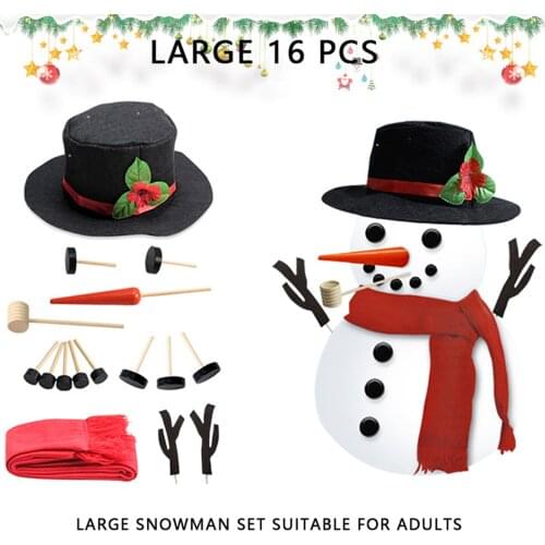Snowman Decoration Making Kit Christmas Snowman Dress Up Suit Eyes Toy Gift Gift 16 Piece Garden Mouth Snow Man