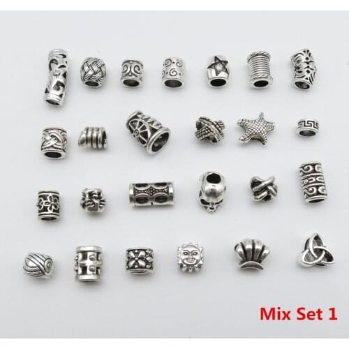 25Pcs/Lot mix metal set for hair braid dread dreadlock beads tube rings Jewelry dreadlock accessories