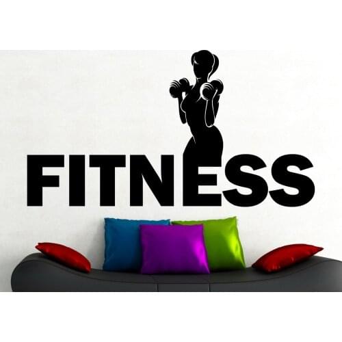 Fitness Girl Wall Decal Gym Stickers Sports Wall Art Fitness Club Decoration Sports Room Wall Art High Quality Waterproof A183