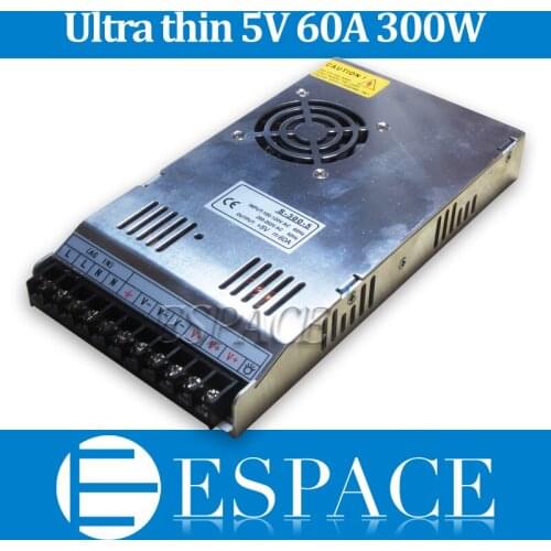 New model 5V 60A 300W Switching Power Supply Driver for LED Strip AC 200-240V Input to DC 5V free shipping
