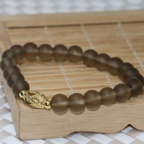 New arrival Bohemia style gray frosted matte crystal vintage bracelet round beads 8mm women fine jewelry making 7.5inch B2184