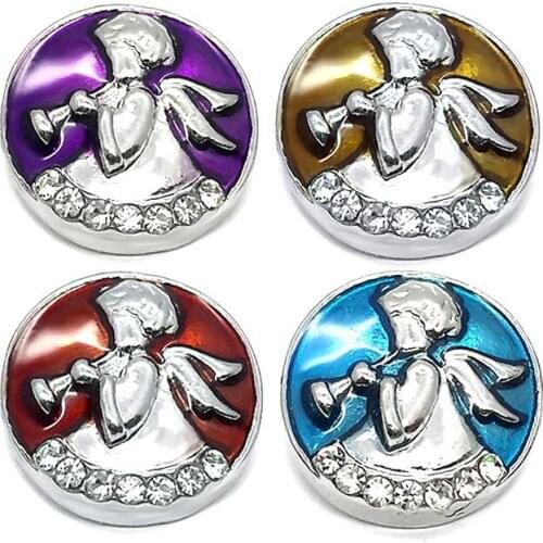 Wholesale w188 3D angel 18mm rhinestone metal snap button for Bracelet Necklace Jewelry For Women gift Fashion accessorie