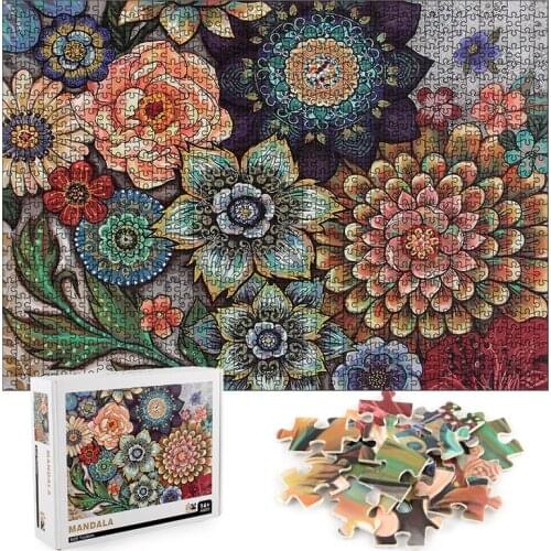 JINLETONG Jigsaw Puzzles Blooming Color 1000 Pieces Color Mandala 70CM X 50CM puzzles for adults 3d puzzle