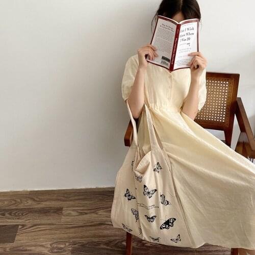 Simple Retro Printed Cotton And Linen Bags With Large Capacity Versatile Shoulder Bags Casual Cross-body Bag Fashion Canvas Bag