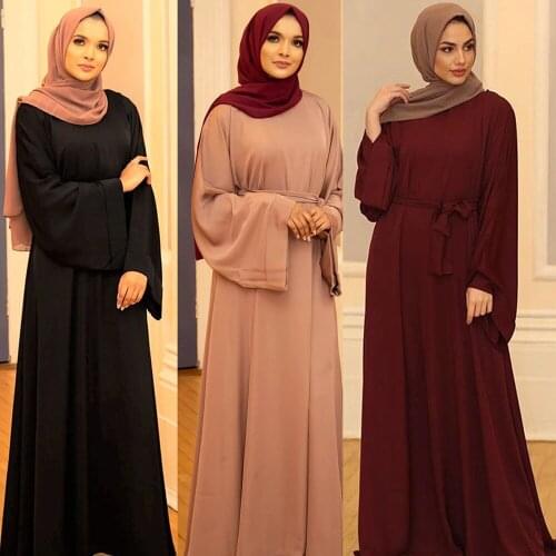 Ramadan Eid Plus Size Long Sleeve Plain Abaya Dubai Muslim Dress Dresses Islam Clothing For Women Robe Femme Musulmane Vestidos