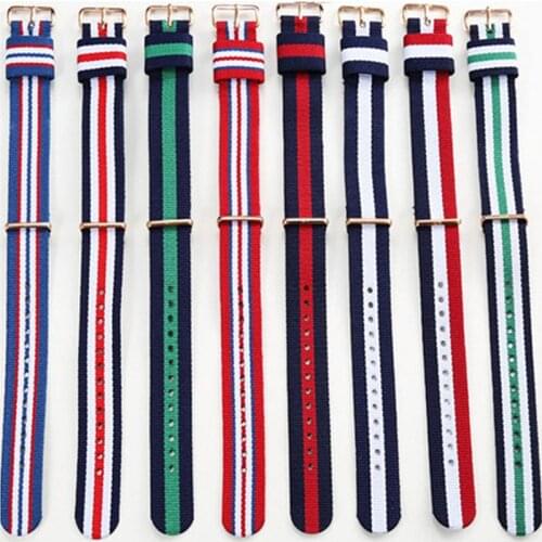Men Women Canvas nylon watch strap band For Nato James Bond 007 14 18 20 mm gold silver buckle military watchband belt