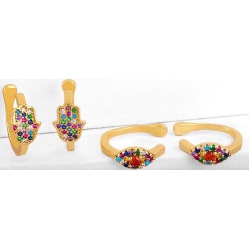 Hand lightning Brass micro pave cz zircon cubic zirconia Ear clip cuff Earrings no piercing copper gold plated crystal tfg3