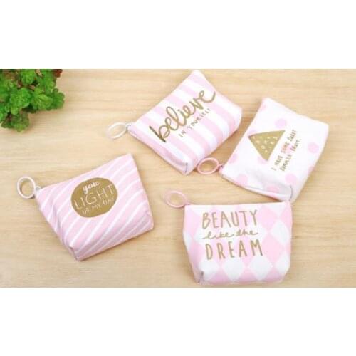 Wedding Birthday Party Favor Bag Coin Purse Pink & White Stripes Wallet back to school friendly Halloween gifts